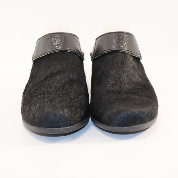 Ariat Black Hair-On Leather Clogs Slip-On Mules Women’s Size 9 - Picture 3 of 6